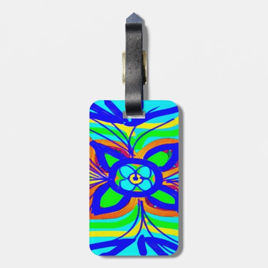 Abstrakte Schmetterlingsmühle Blume Kinder Doodle  Gepäckanhänger (Rückseite vertikal)