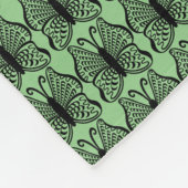 Abstrakte Schmetterlingsmuster-Seite Grün Fleecedecke (Ecke)