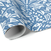 Abstrakte Schmetterlingstierwerbung in Blau Geschenkpapier (Rolleneckpunkt)