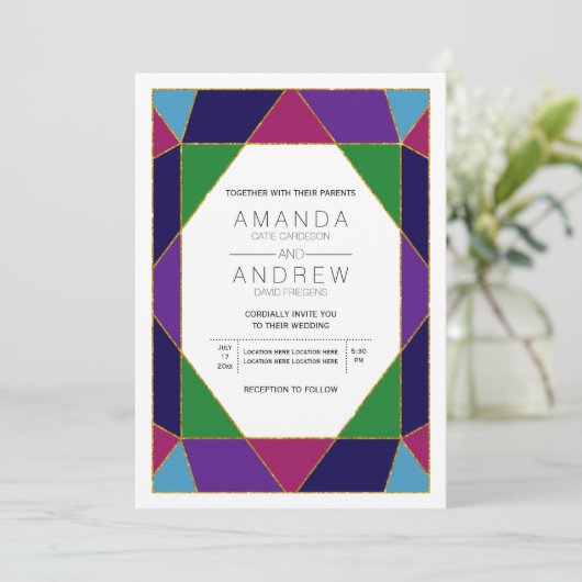 Abstrakte Schmucksteinfräßchen Einladung (Stehend Vorderseite)