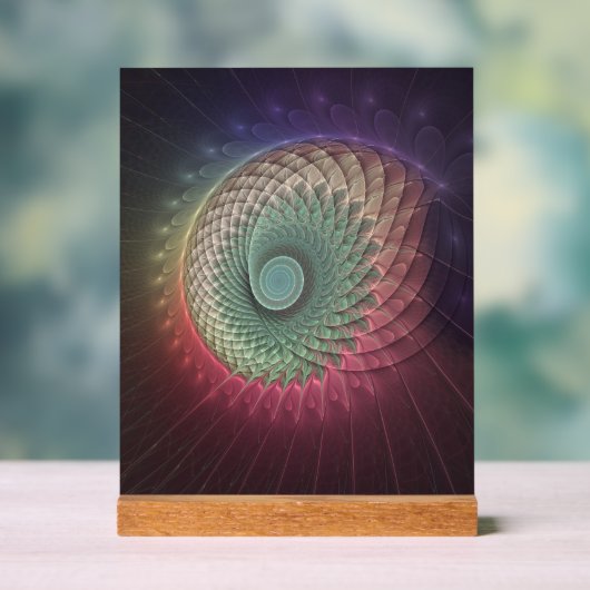 Abstrakte Schnecke Farben Modernes Fraktal Kunst,  Acrylschild (Neutral)