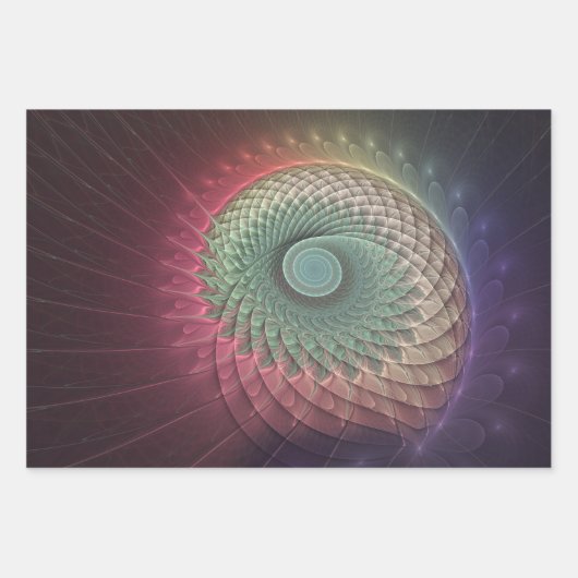 Abstrakte Schnecke Farben Modernes Fraktal Kunst,  Geschenkpapier Set (Vorderseite)
