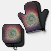 Abstrakte Schnecke Farben Modernes Fraktal Kunst,  Ofenhandschuh & Topflappen-Set (Vorderseite/Rückseite)