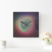 Abstrakte Schnecke Farben Modernes Fraktal Kunst, Quadratische Wanduhr (Zuhause)