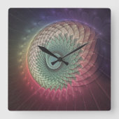 Abstrakte Schnecke Farben Modernes Fraktal Kunst, Quadratische Wanduhr (Vorderseite)