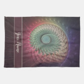 Abstrakte Schnecke Farben Modernes Fraktal Name Geschirrtuch (Horizontal)