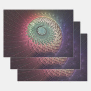 Abstrakte Schnecke Farbige Moderne Fraktal-Kunst Geschenkpapier Set