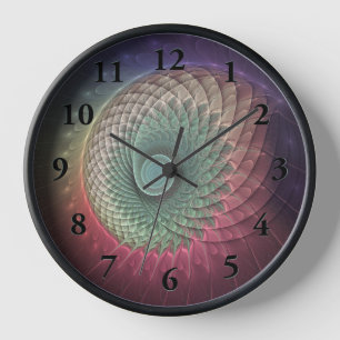 Abstrakte Schnecke Farbige Moderne Fraktal-Kunst Uhr