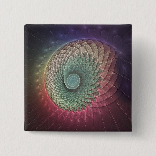 Abstrakte Schnecke Farbige moderne fraktale Kunst Button (Vorderseite)