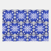 Abstrakte Schneeflocken auf blau Geschenkpapier Set (Vorderseite 2)