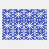 Abstrakte Schneeflocken auf blau Geschenkpapier Set (Vorderseite)