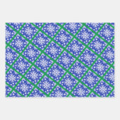 Abstrakte Schneeflocken auf blau Geschenkpapier Set (Vorderseite 3)