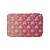 Abstrakte Schneeflocken in Rot und Blau Badematte (Vorderseite)