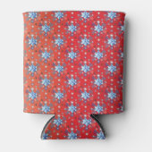 Abstrakte Schneeflocken in Rot und Blau Dosenkühler (Vorderseite)