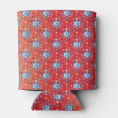 Abstrakte Schneeflocken in Rot und Blau Dosenkühler (Rückseite)