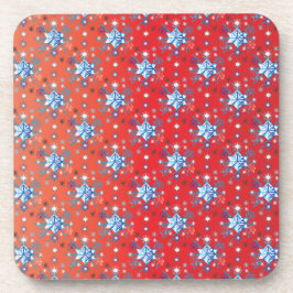 Abstrakte Schneeflocken in Rot und Blau Getränkeuntersetzer