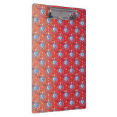 Abstrakte Schneeflocken in Rot und Blau Klemmbrett (Rechts)