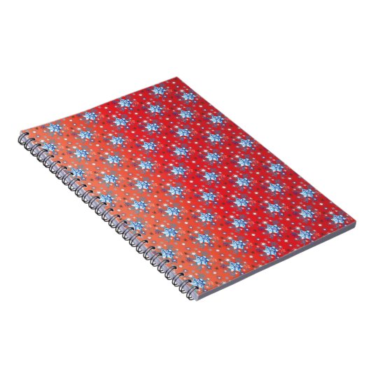Abstrakte Schneeflocken in Rot und Blau Notizblock (Rechte Seite)