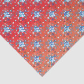 Abstrakte Schneeflocken in Rot und Blau Seidenpapier (Ausschnitt)