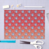 Abstrakte Schneeflocken in Rot und Blau Seidenpapier (Handwerk)