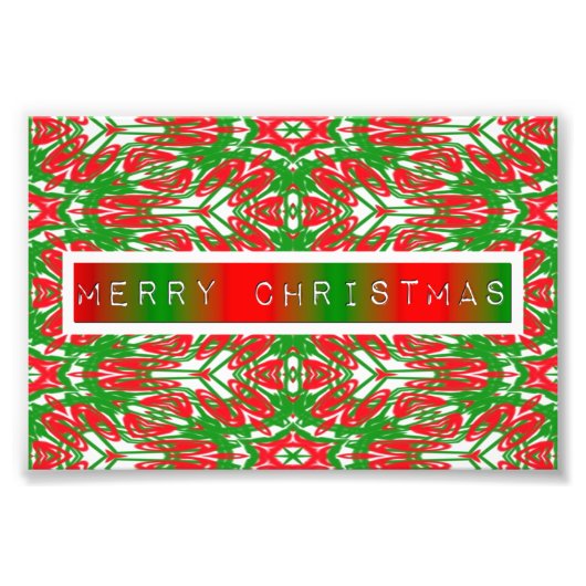 Abstrakte Schneeflocken, rot, weiß und grün Fotodruck (Vorne)