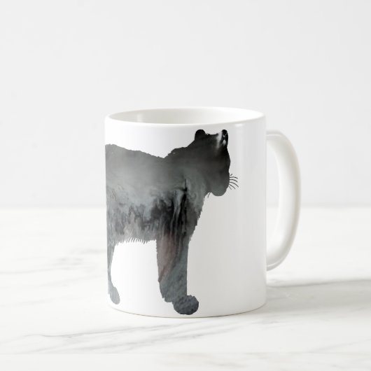 Abstrakte Schneeleopard-Silhouette Kaffeetasse (VorderseiteRechts)