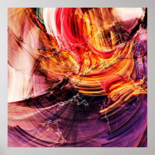 Abstrakte schöne lila, rote und gelbe leuchtende F Poster