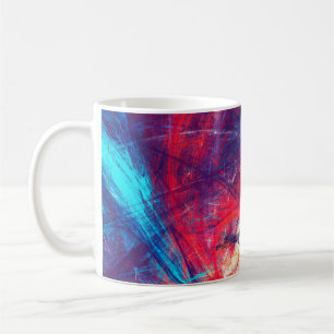 Abstrakte schöne rote und blaue, helle Farbwiederg Kaffeetasse