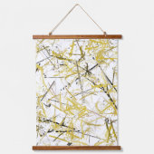 Abstrakte Schriftzeichen - Senf Brown Wandteppich Mit Holzrahmen (Vorderseite)
