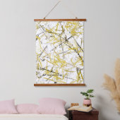 Abstrakte Schriftzeichen - Senf Brown Wandteppich Mit Holzrahmen (Schlafzimmer)