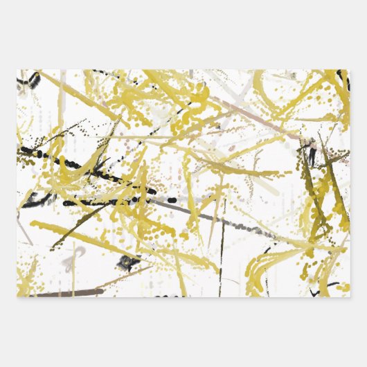 Abstrakte Schriftzeichen - Senf und Braun Geschenkpapier Set (Vorderseite 3)