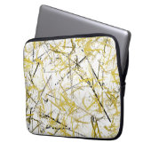 Abstrakte Schriftzeichen - Senf und Braun Laptopschutzhülle (Vorderseite Links)