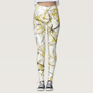 Abstrakte Schriftzeichen - Senf und Braun Leggings
