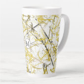 Abstrakte Schriftzeichen - Senf und Braun Milchtasse (Rechte Ecke)