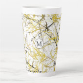 Abstrakte Schriftzeichen - Senf und Braun Milchtasse (Vorderseite)