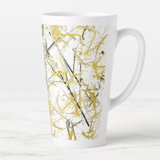 Abstrakte Schriftzeichen - Senf und Braun Milchtasse (Rechts)