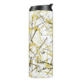 Abstrakte Schriftzeichen - Senf und Braun Thermosbecher (Nach links gedreht)