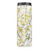 Abstrakte Schriftzeichen - Senf und Braun Thermosbecher (Rückseite)