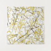 Abstrakte Schriftzeichen - Senf und Braun Wandteppich (Vorderseite (Horizontal))