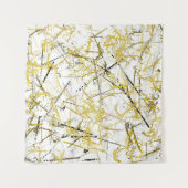 Abstrakte Schriftzeichen - Senf und Braun Wandteppich (Vorderseite)