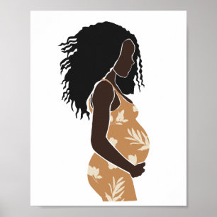 Abstrakte schwangere schwarze Frau florale Materni Poster