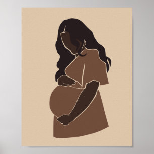 Abstrakte schwangere schwarze Frau Mutterschaftsku Poster