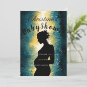 Abstrakte Schwangere Silhouette Kinderdusche Einladung (Stehend Vorderseite)