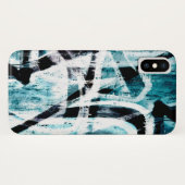 Abstrakte Schwarz-Blau-Graffiti Case-Mate iPhone Hülle (Rückseite (Horizontal))