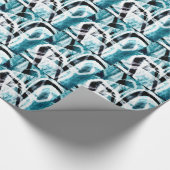 Abstrakte Schwarz-Blau-Graffiti Geschenkpapier (Ecke)