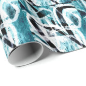 Abstrakte Schwarz-Blau-Graffiti Geschenkpapier (Rolleneckpunkt)
