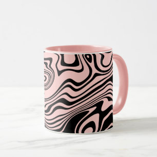 Abstrakte Schwarz-Creme-Farblinien - Anpassbar Tasse