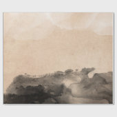 abstrakte Schwarz-Elfenbein-Creamy-Tinte Malerei U Geschenkpapier (Flach)