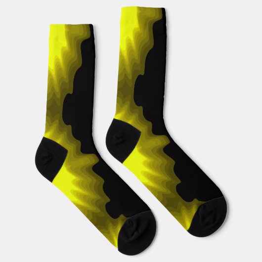 Abstrakte Schwarz-Gelb-Mustermalerei Socken (Rechts)