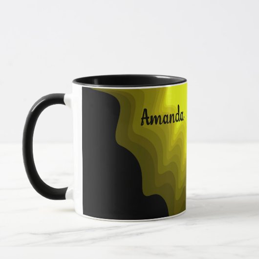 Abstrakte Schwarz-Gelb-Mustermalerei Tasse (Links)